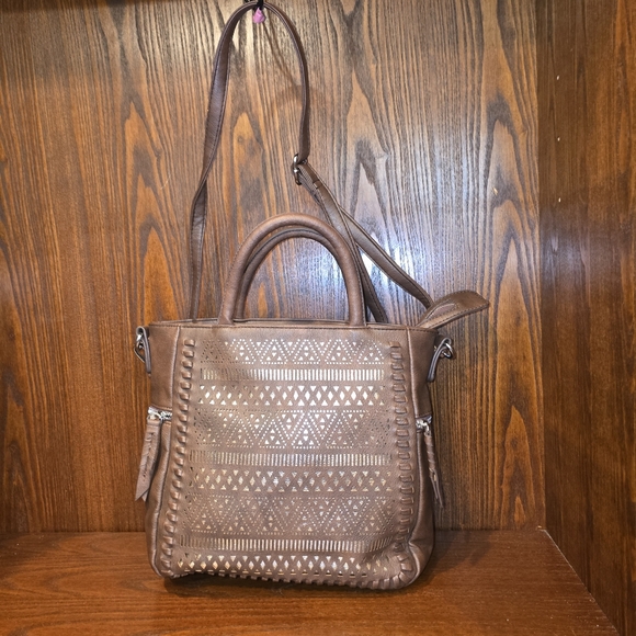 Chinese Laundry Brown Shoulder Bag with Perforated Design - Picture 1 of 10